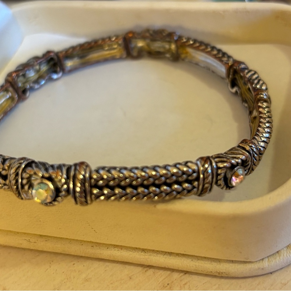 Kirks Folly  Faceted Rhinestones Stretch‎ Silvertone Bracelet